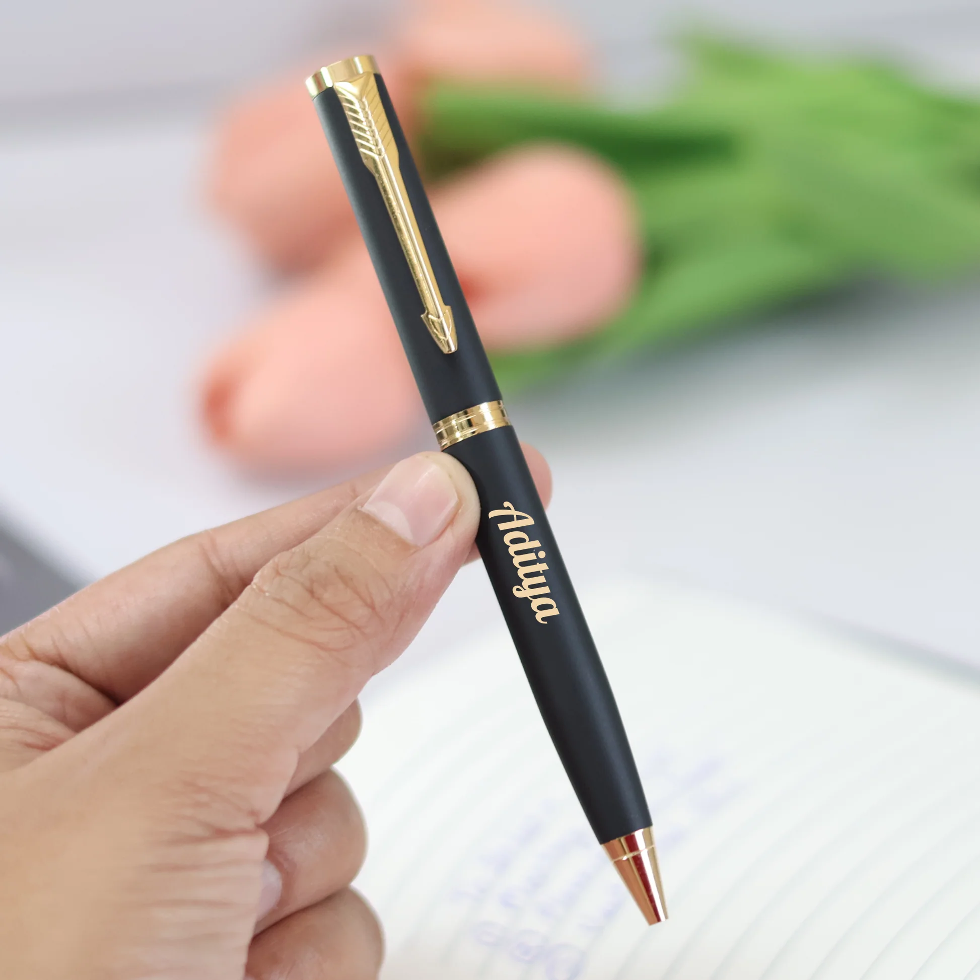 3_5b834183-a7f3-4622-ac0b-b4ad67fe2ae6 Personalised Navy Blue Matte Finish Ball Pen - Image 1